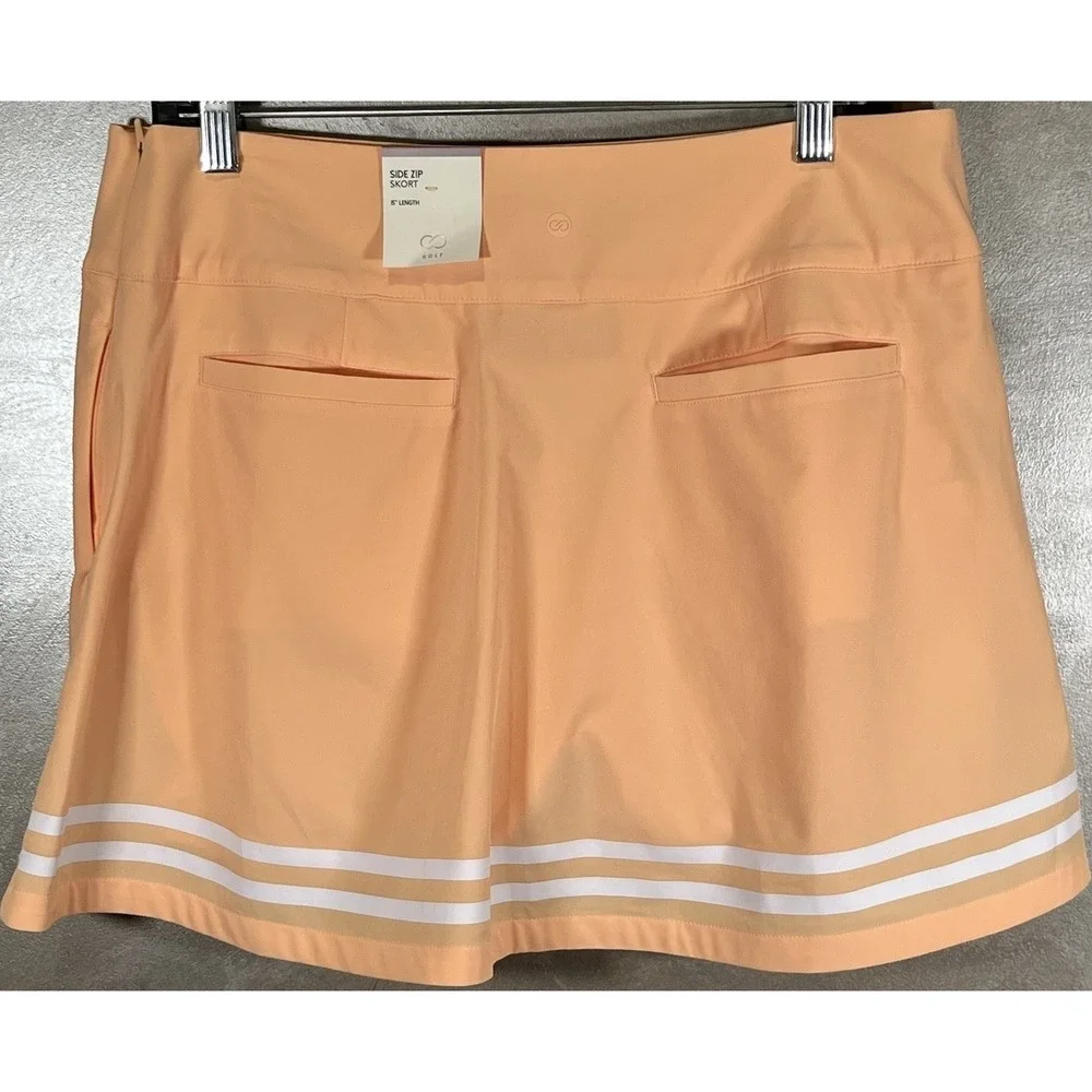 Calia Golf Skort Women's 12 Peach Orange‎ And White Side Zip